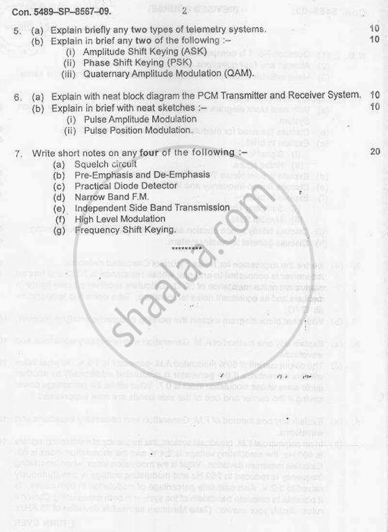Communication Systems 2009-2010 - B.E. - Semester 5 (TE Third Year) - University of Mumbai question paper with PDF download