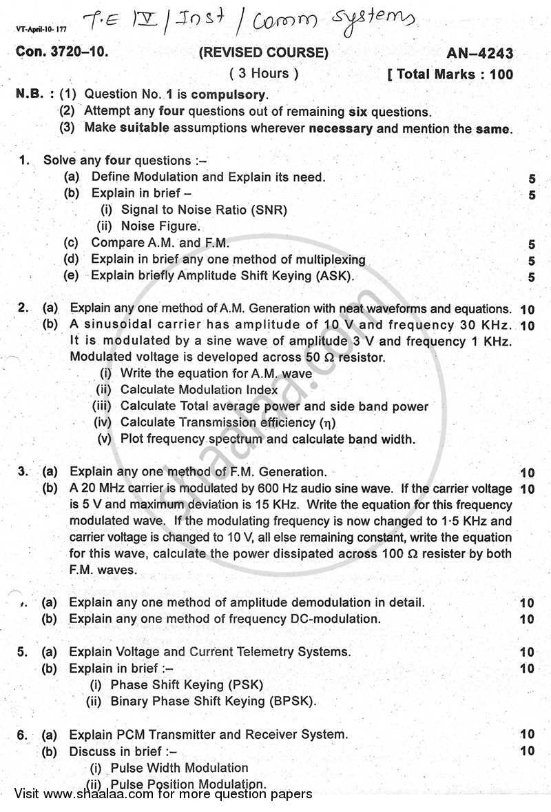 Communication Systems 2009-2010 - B.E. - Semester 5 (TE Third Year) - University of Mumbai question paper with PDF download