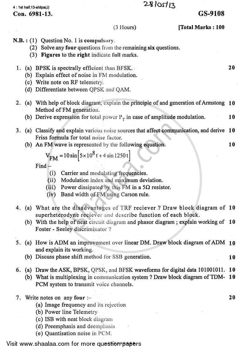 Communication Systems 2012-2013 - B.E. - Semester 5 (TE Third Year) - University of Mumbai question paper with PDF download