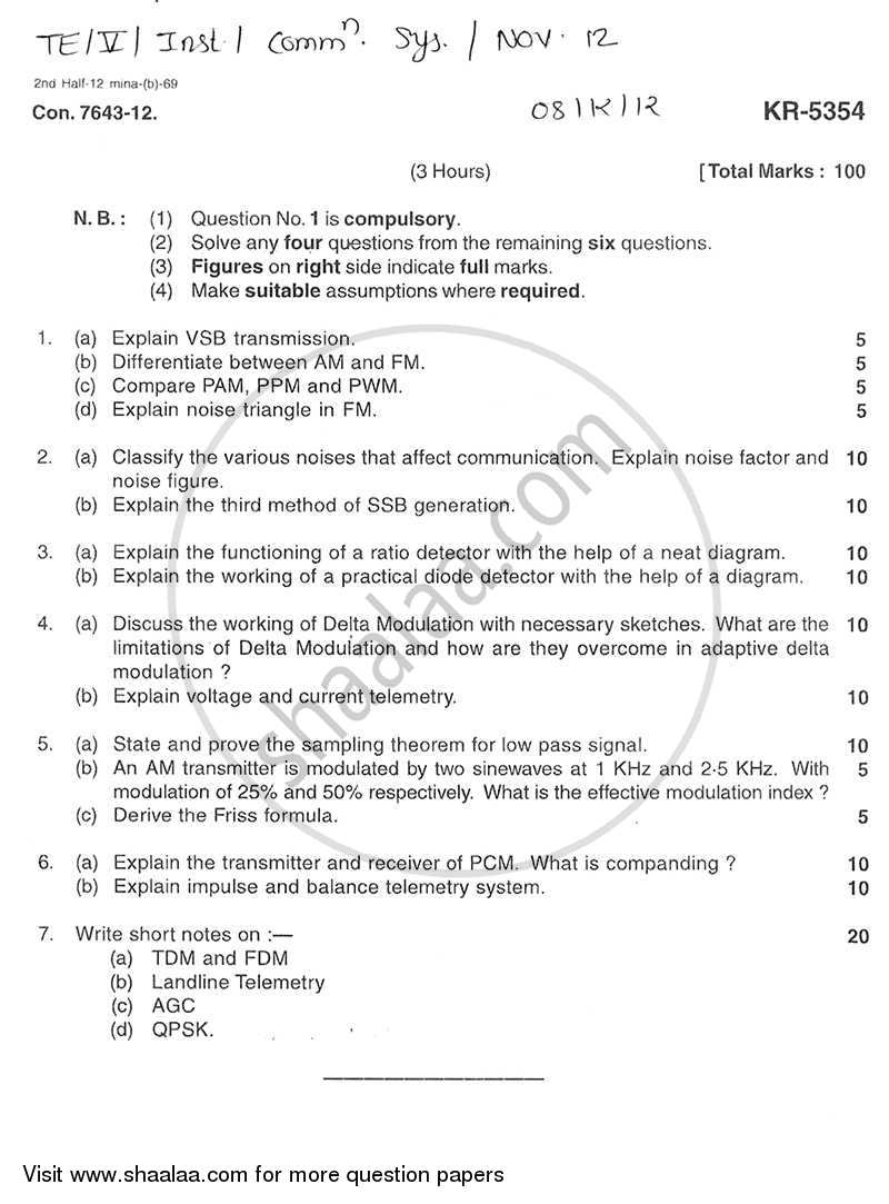Communication Systems 2012-2013 - B.E. - Semester 5 (TE Third Year) - University of Mumbai question paper with PDF download