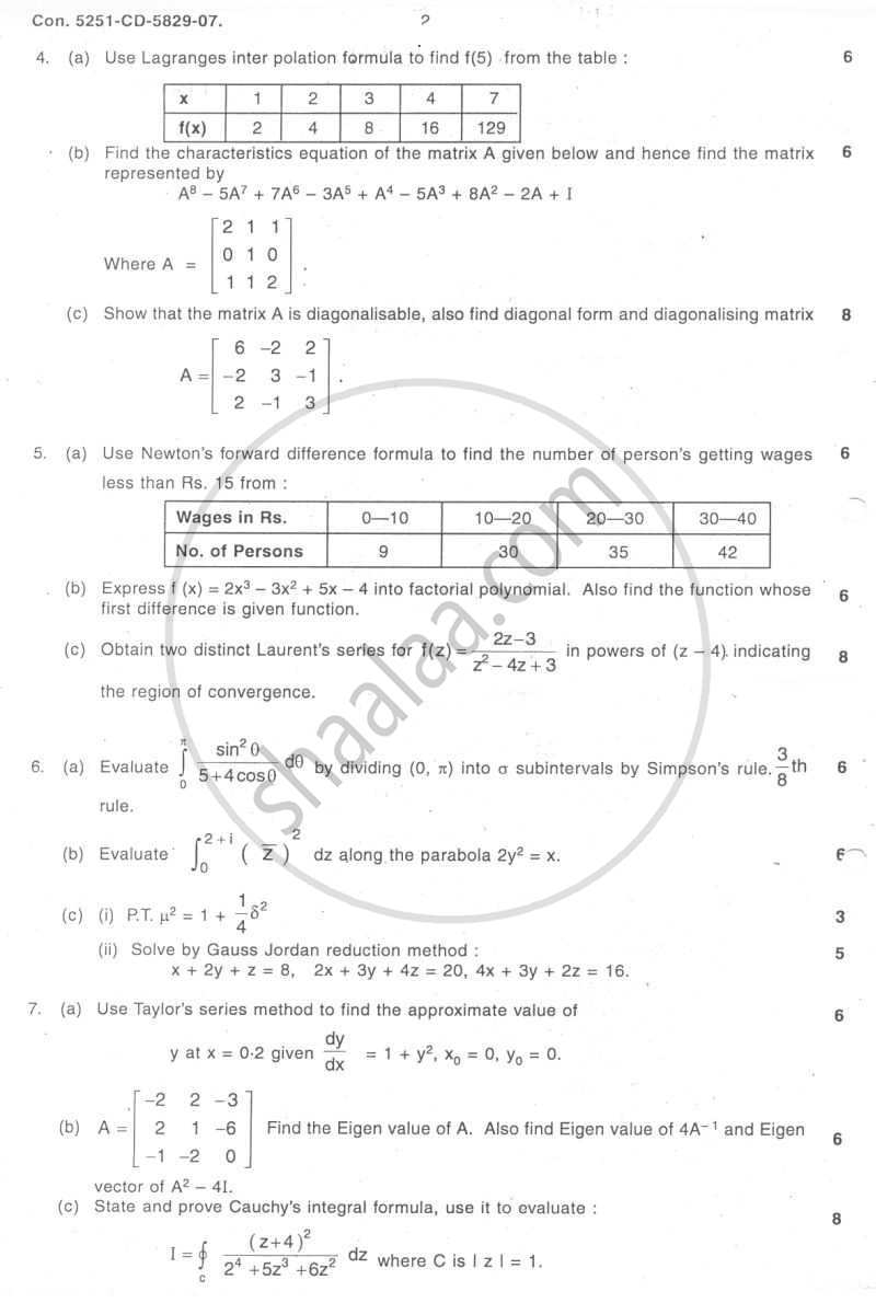 Computational Mathematics 2007-2008 - B.E. - Semester 4 (SE Second Year) - University of Mumbai question paper with PDF download