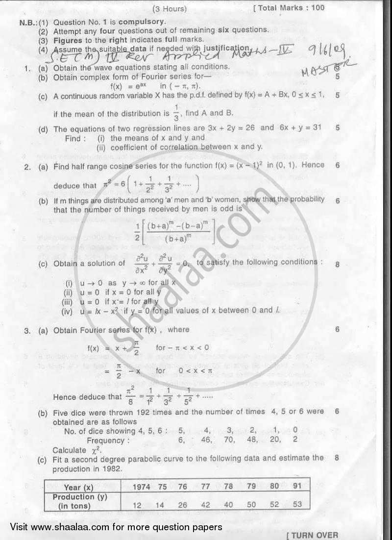 Computational Mathematics 2008-2009 - B.E. - Semester 4 (SE Second Year) - University of Mumbai question paper with PDF download
