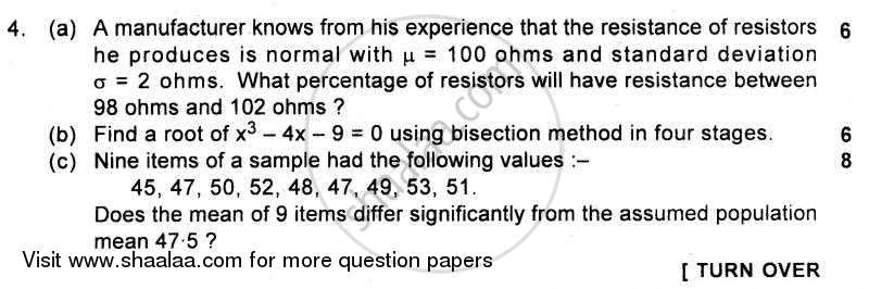 Computational Mathematics 2010-2011 - B.E. - Semester 4 (SE Second Year) - University of Mumbai question paper with PDF download