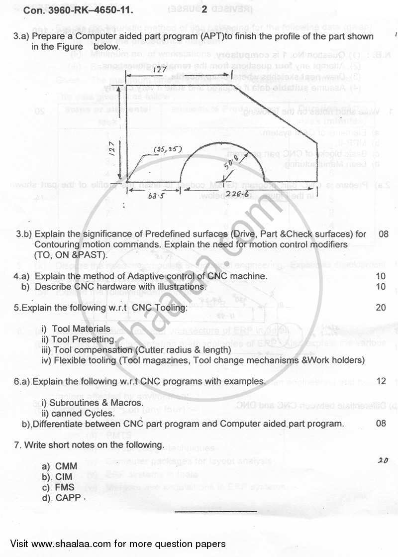 Computer Aided Manufacturing 2010-2011 - B.E. - Semester 8 (BE Fourth Year) - University of Mumbai question paper with PDF download