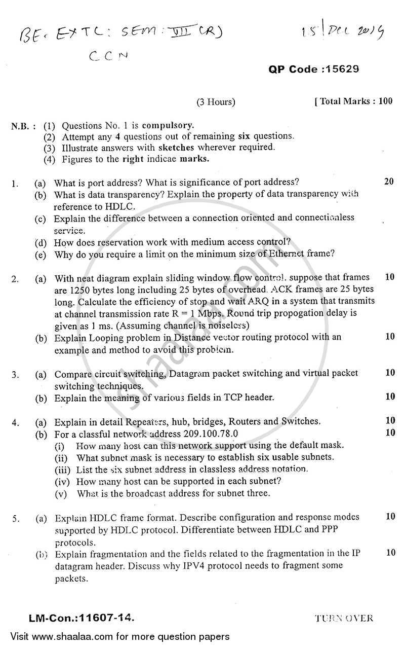 Computer Communication Network 2014-2015 - B.E. - Semester 7 (BE Fourth Year) - University of Mumbai question paper with PDF download