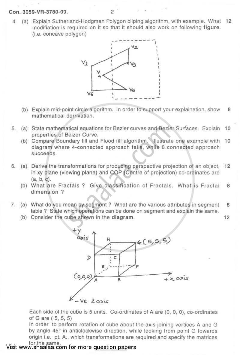 Computer Graphics 2008-2009 - B.E. - Semester 4 (SE Second Year) - University of Mumbai question paper with PDF download