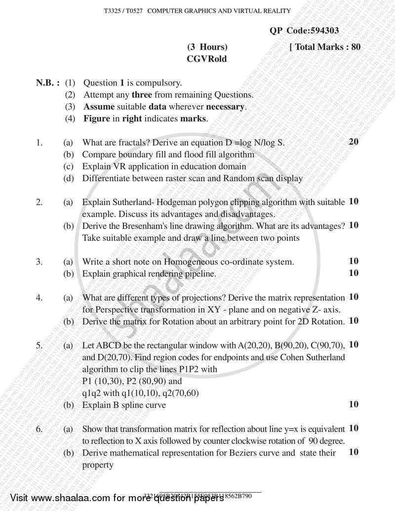 Computer Graphics and Virtual Reality 2016-2017 - B.E. - Semester 5 (TE Third Year) - University of Mumbai question paper with PDF download