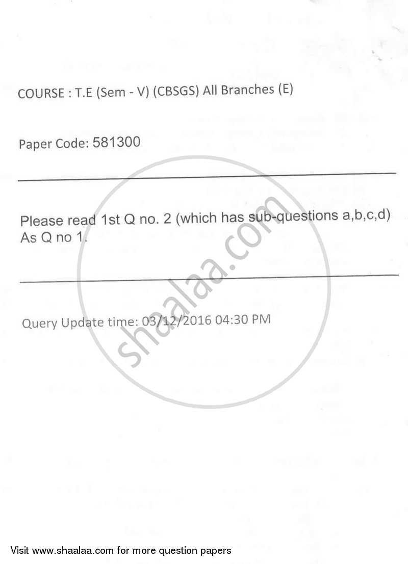 Computer Networks 2016-2017 - B.E. - Semester 5 (TE Third Year) - University of Mumbai question paper with PDF download