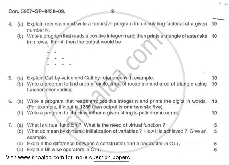 Computer Programming 1 2009-2010 - B.E. - Semester 1 (FE First Year) - University of Mumbai question paper with PDF download