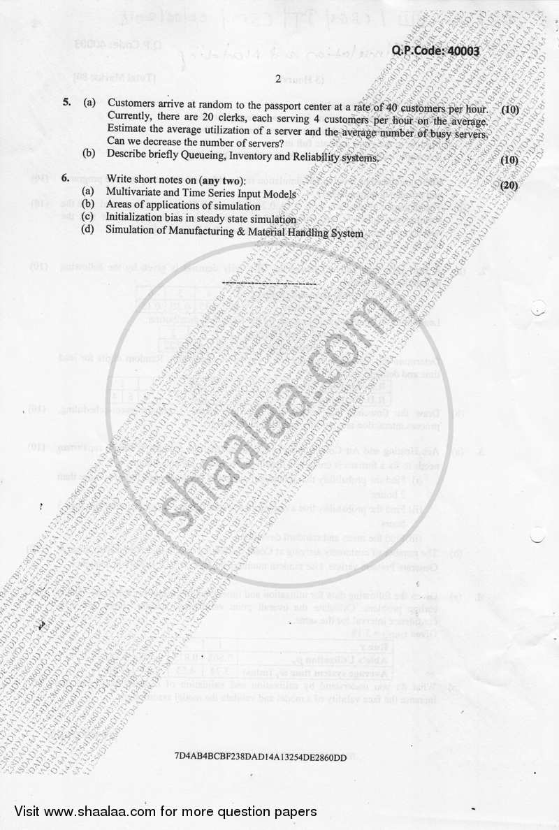 Computer Simulation and Modeling 2017-2018 - B.E. - Semester 8 (BE Fourth Year) - University of Mumbai question paper with PDF download