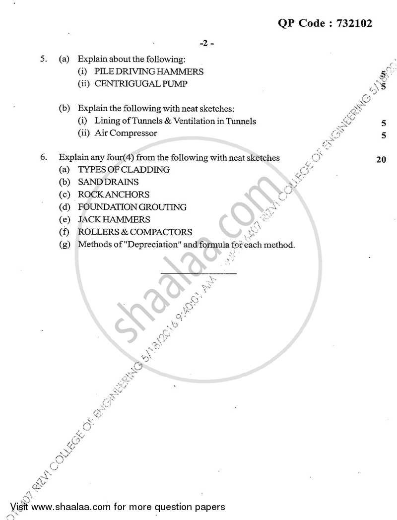 Construction Engineering 2015-2016 - B.E. - Semester 8 (BE Fourth Year) - University of Mumbai question paper with PDF download