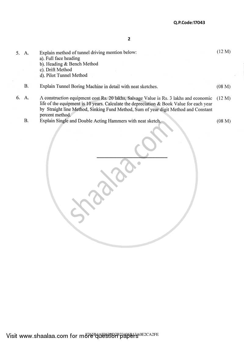 Construction Engineering 2017-2018 - B.E. - Semester 8 (BE Fourth Year) - University of Mumbai question paper with PDF download