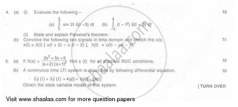 Continuous Time Signals and System 2005-2006 - B.E. - Semester 5 (TE Third Year) - University of Mumbai question paper with PDF download