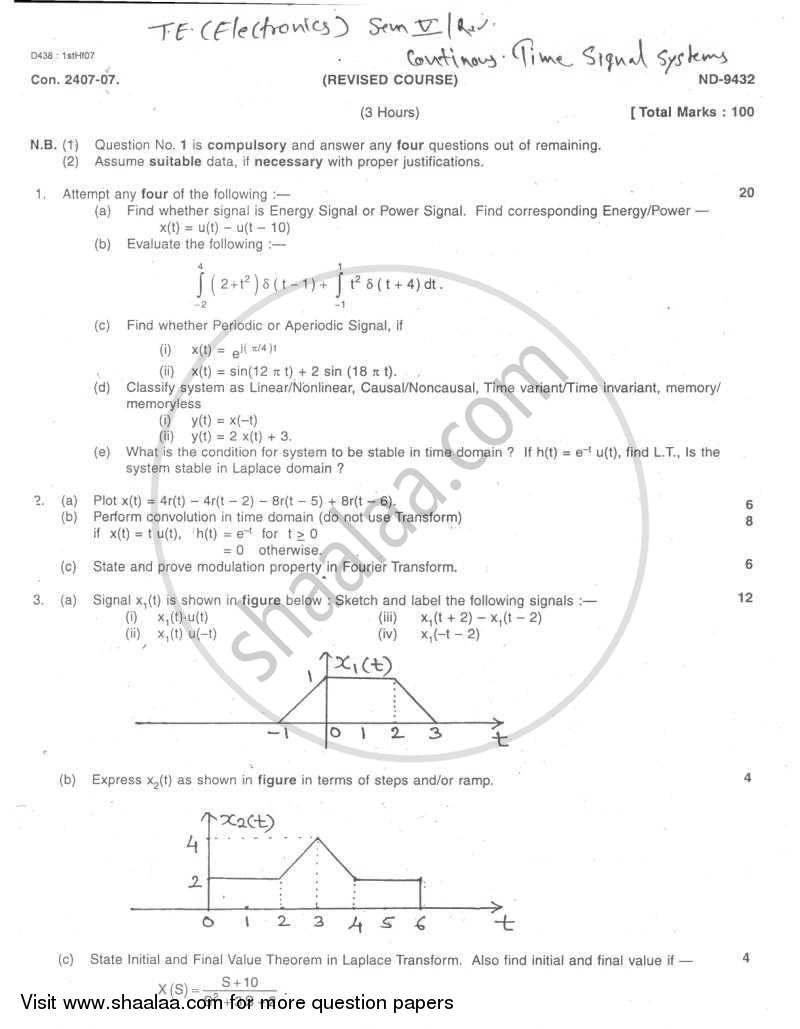 Continuous Time Signals and System 2006-2007 - B.E. - Semester 5 (TE Third Year) - University of Mumbai question paper with PDF download