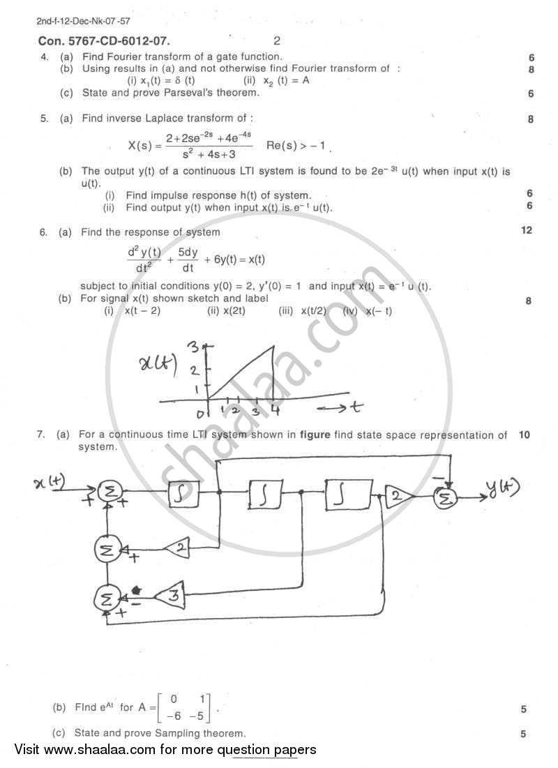 Continuous Time Signals and System 2007-2008 - B.E. - Semester 5 (TE Third Year) - University of Mumbai question paper with PDF download