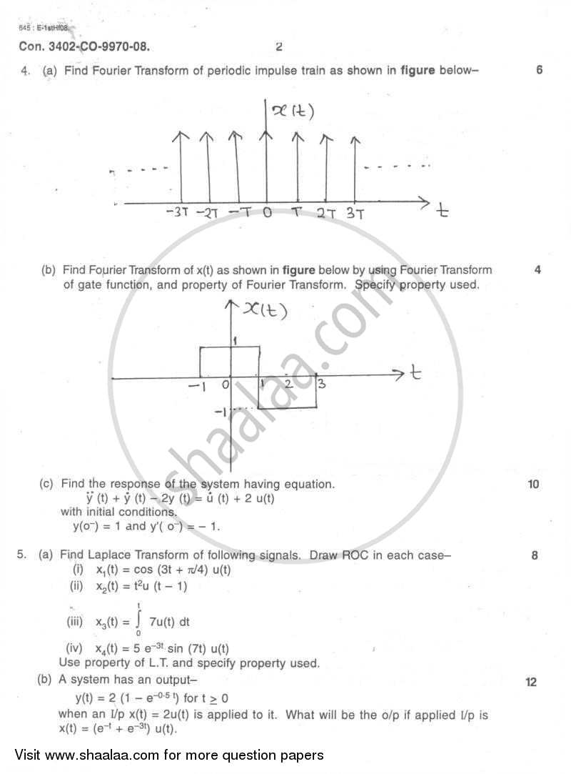 Continuous Time Signals and System 2007-2008 - B.E. - Semester 5 (TE Third Year) - University of Mumbai question paper with PDF download