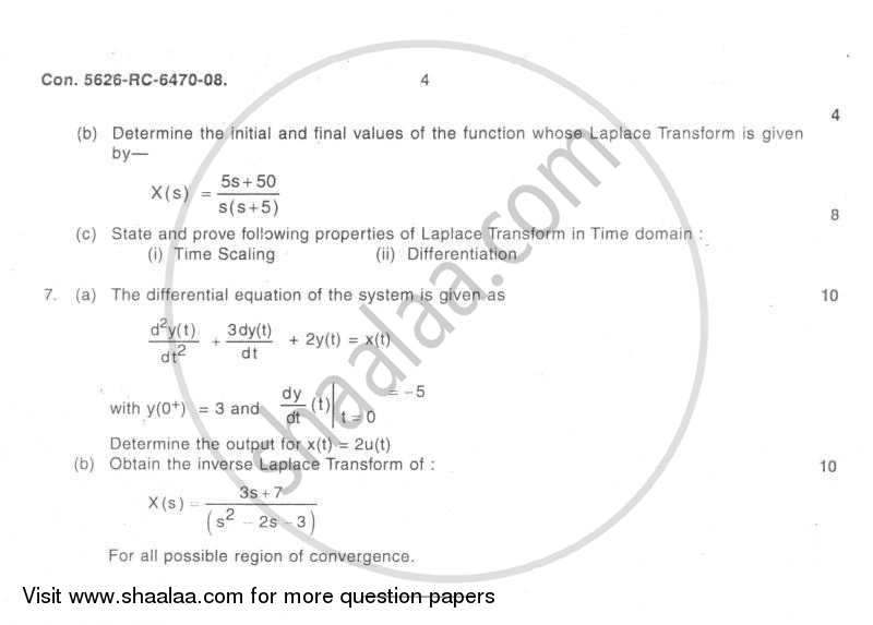 Continuous Time Signals and System 2008-2009 - B.E. - Semester 5 (TE Third Year) - University of Mumbai question paper with PDF download