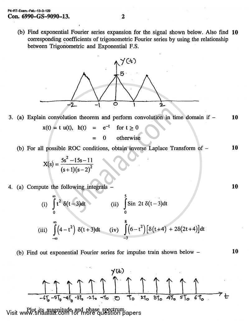 Continuous Time Signals and System 2012-2013 - B.E. - Semester 5 (TE Third Year) - University of Mumbai question paper with PDF download