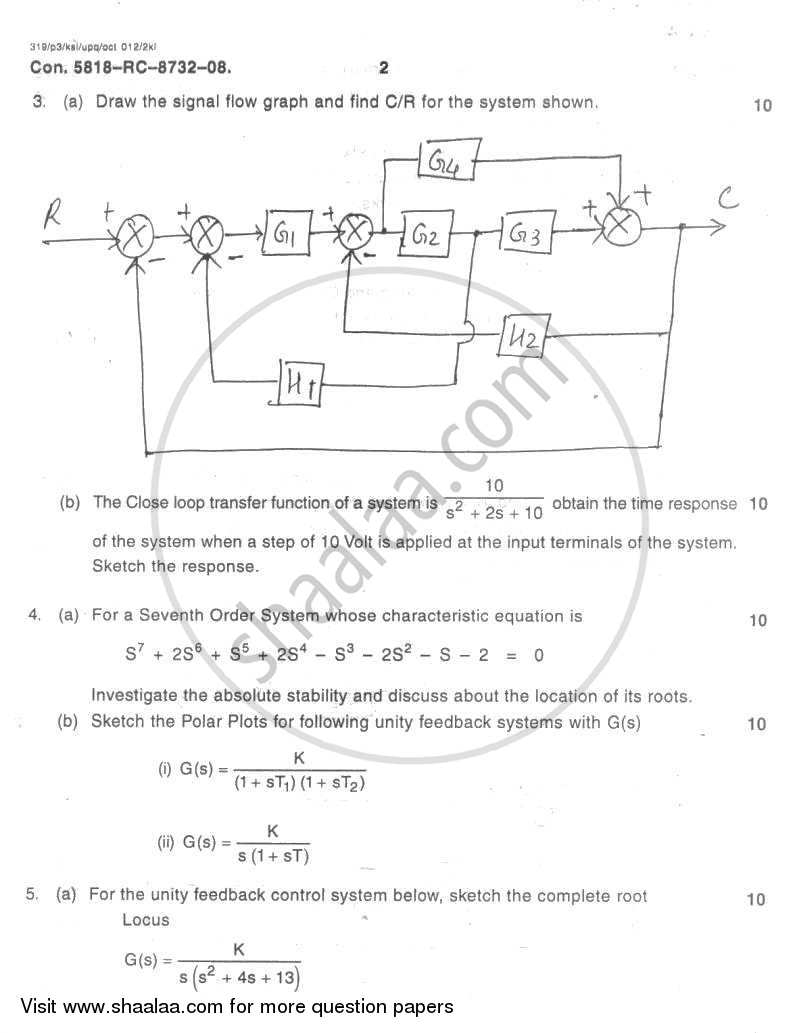 Control System 2008-2009 - B.E. - Semester 3 (SE Second Year) - University of Mumbai question paper with PDF download