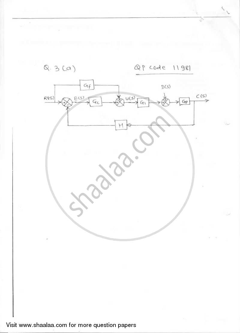 Control System 2016-2017 - B.E. - Semester 4 (SE Second Year) - University of Mumbai question paper with PDF download