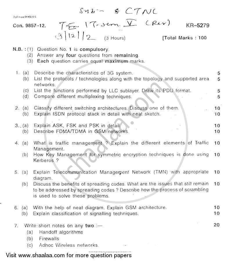 Convergence of Technologies and Networking in Communication 2012-2013 - B.E. - Semester 5 (TE Third Year) - University of Mumbai question paper with PDF download
