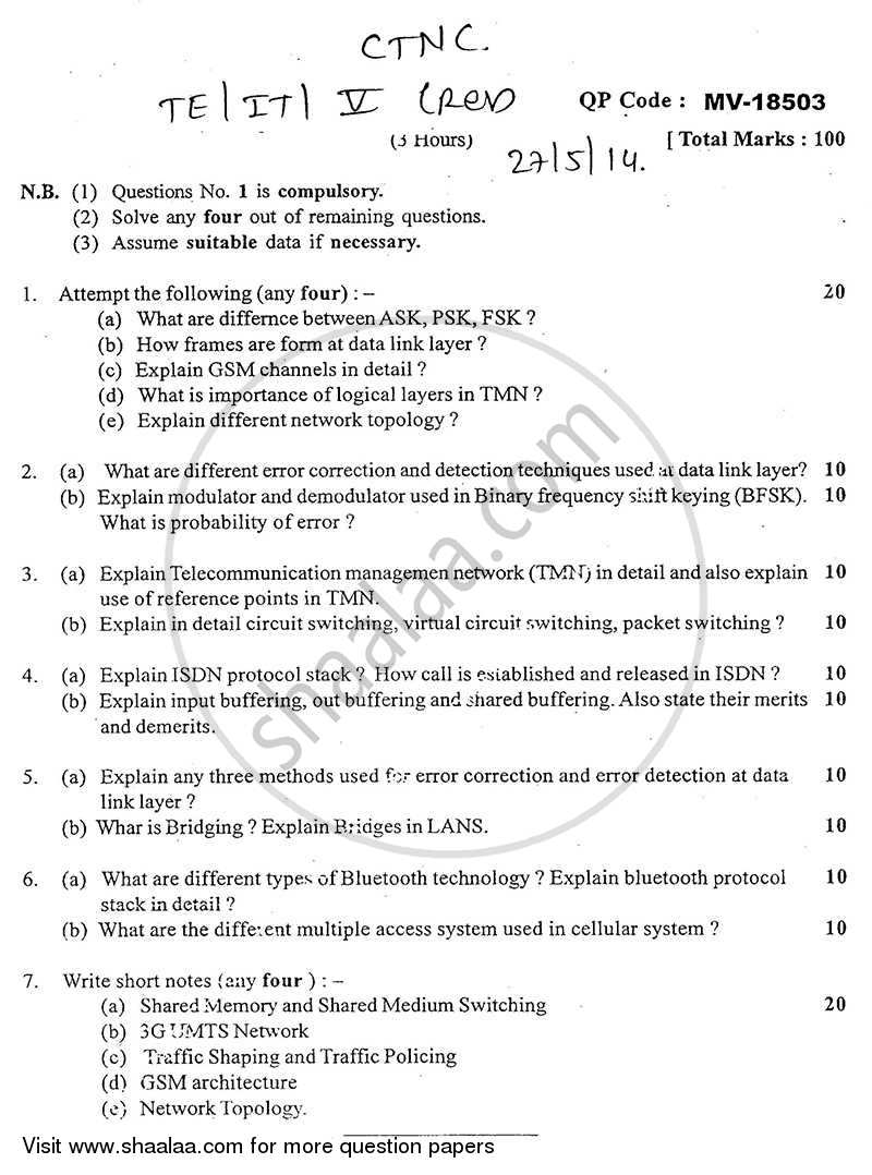 Convergence of Technologies and Networking in Communication 2013-2014 - B.E. - Semester 5 (TE Third Year) - University of Mumbai question paper with PDF download