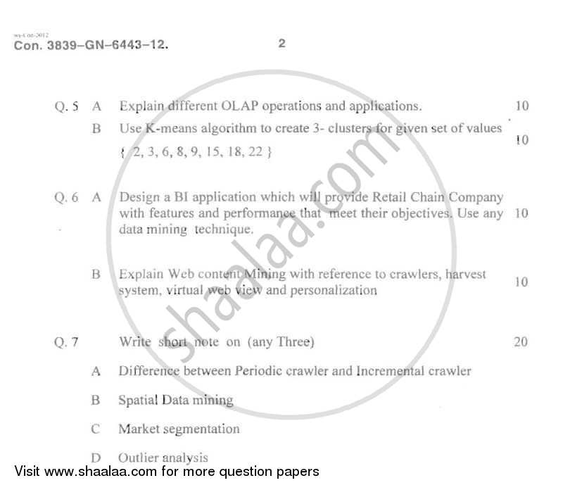 Data Warehousing Mining and Business Intelligence 2011-2012 - B.E. - Semester 7 (BE Fourth Year) - University of Mumbai question paper with PDF download