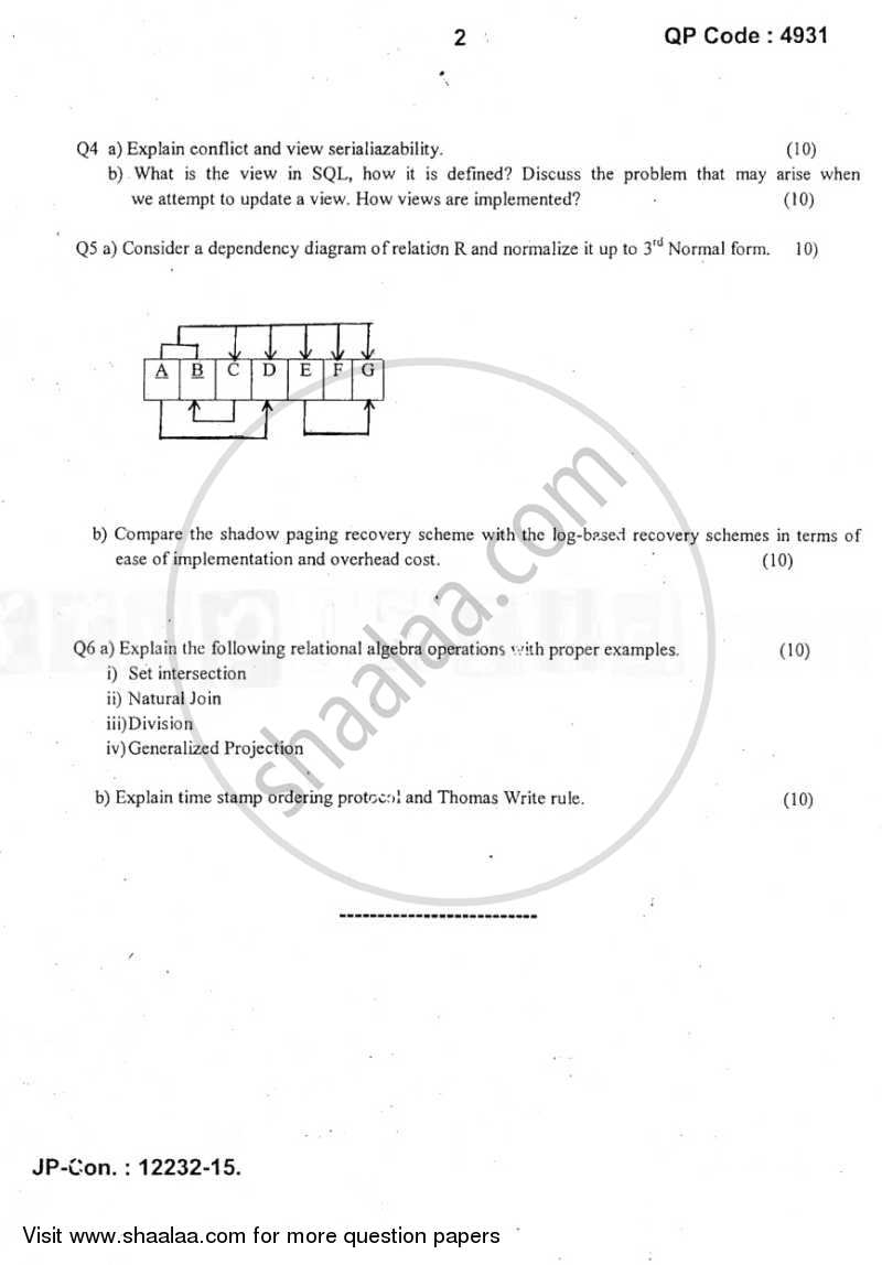 Database Management Systems 2014-2015 - B.E. - Semester 3 (SE Second Year) - University of Mumbai question paper with PDF download