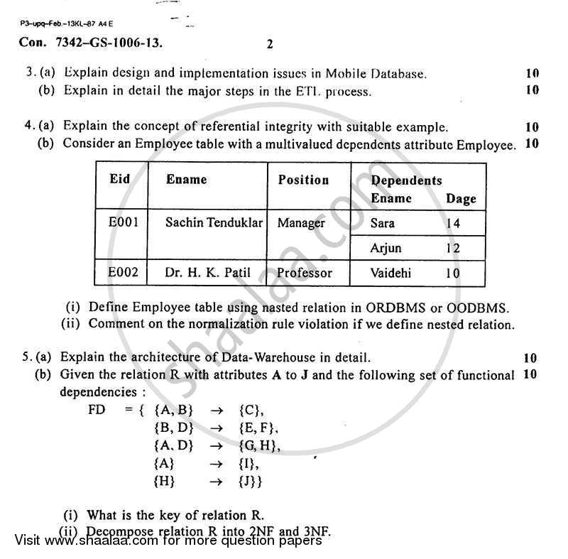 Database Technologies 2012-2013 - B.E. - Semester 6 (TE Third Year) - University of Mumbai question paper with PDF download