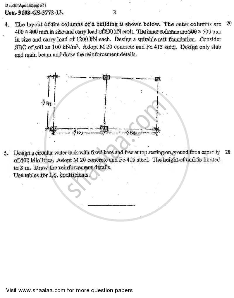 Design and Drawing of Reinforced Concrete Structures 2012-2013 - B.E. - Semester 8 (BE Fourth Year) - University of Mumbai question paper with PDF download