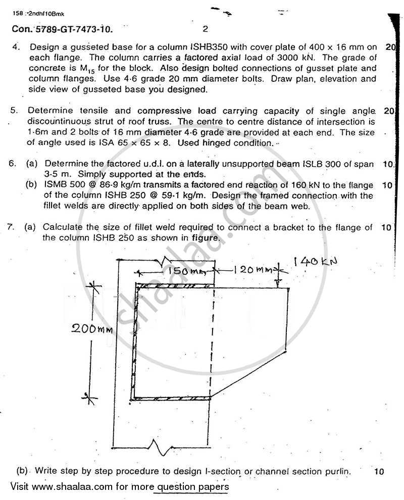 Design and Drawing of Steel Structure 2010-2011 - B.E. - Semester 6 (TE Third Year) - University of Mumbai question paper with PDF download