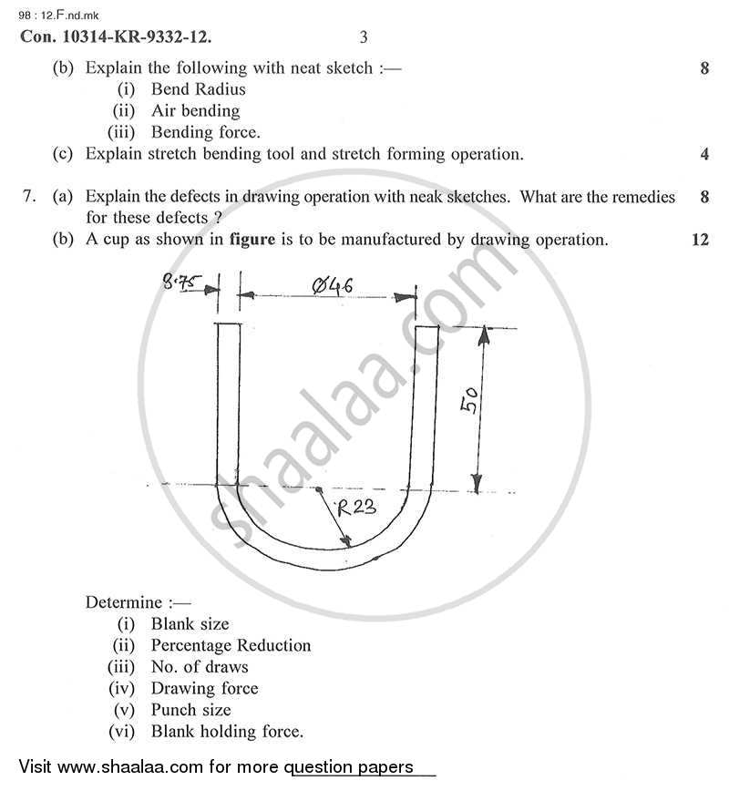 Design of Press Tool and Metal Joining 2012-2013 - B.E. - Semester 6 (TE Third Year) - University of Mumbai question paper with PDF download