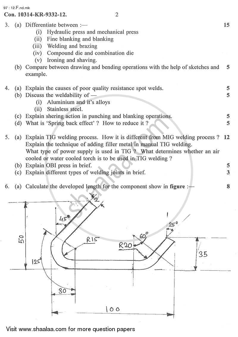 Design of Press Tool and Metal Joining 2012-2013 - B.E. - Semester 6 (TE Third Year) - University of Mumbai question paper with PDF download