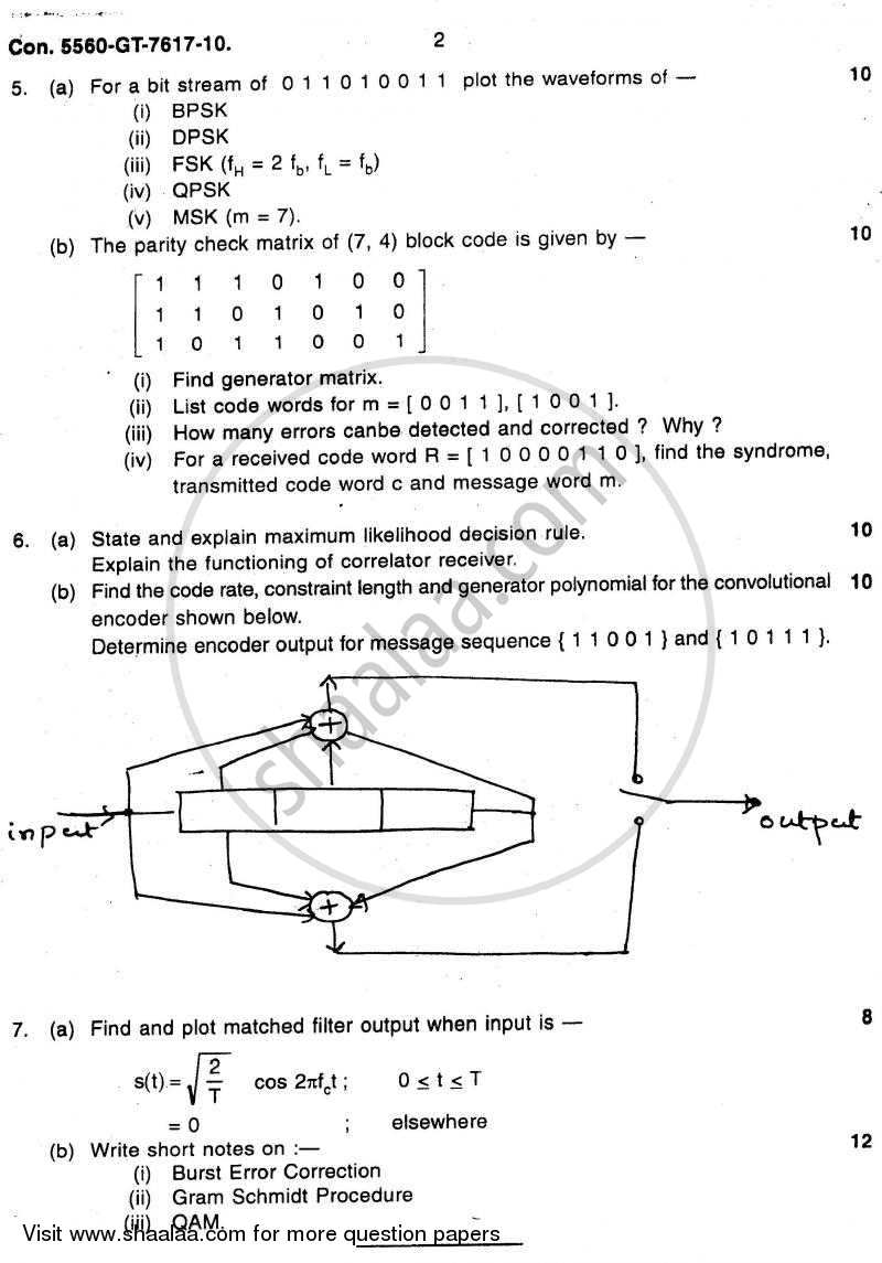 Digital Communication 2010-2011 - B.E. - Semester 5 (TE Third Year) - University of Mumbai question paper with PDF download