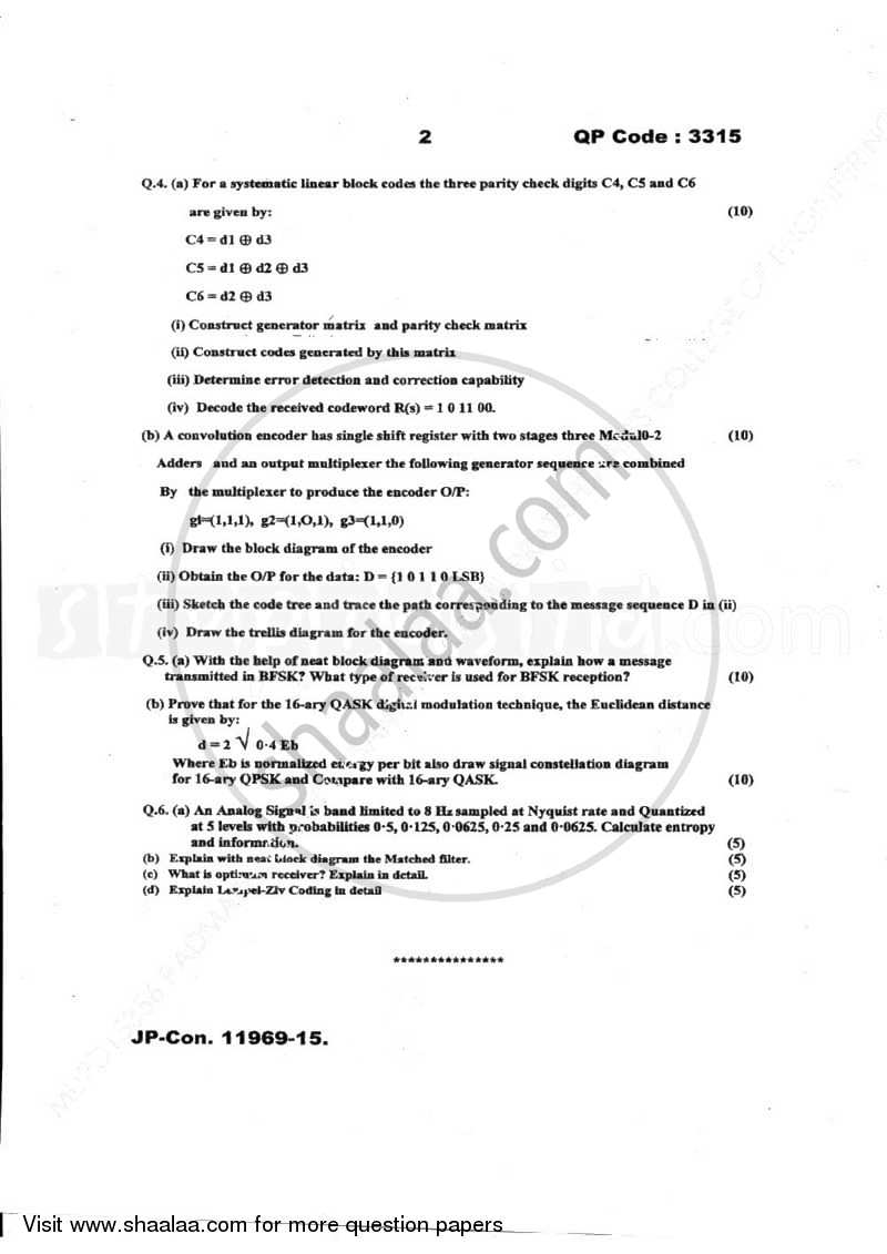 Digital Communication 2014-2015 - B.E. - Semester 5 (TE Third Year) - University of Mumbai question paper with PDF download