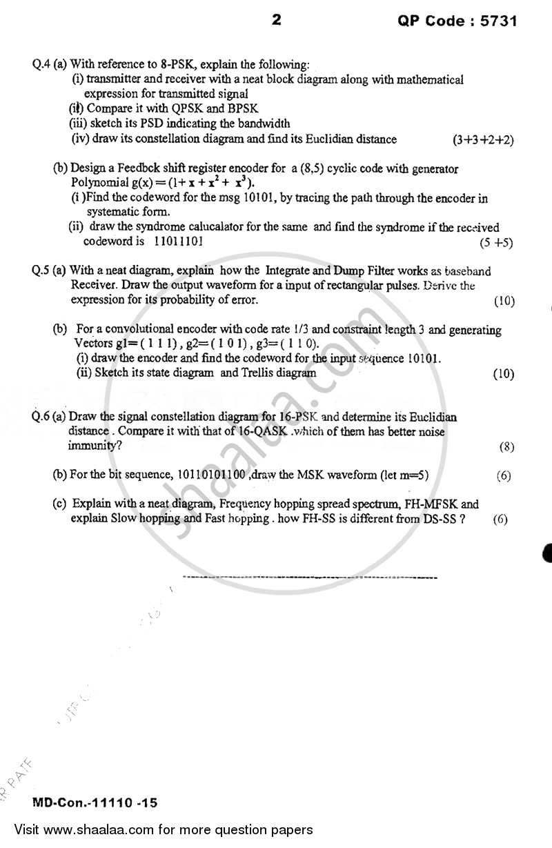 Digital Communication 2015-2016 - B.E. - Semester 5 (TE Third Year) - University of Mumbai question paper with PDF download