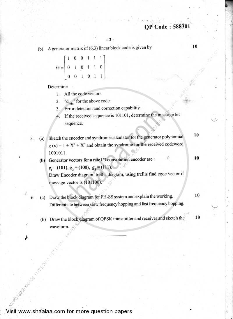 Digital Communication 2016-2017 - B.E. - Semester 6 (TE Third Year) - University of Mumbai question paper with PDF download