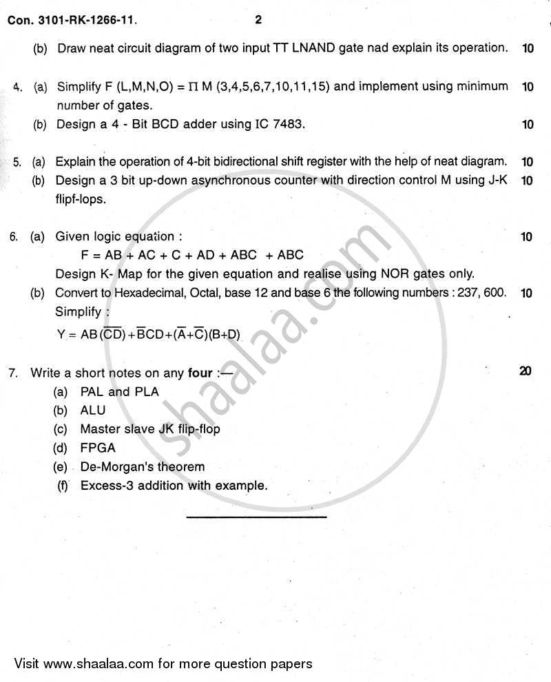 Digital Electronics 2010-2011 - B.E. - Semester 3 (SE Second Year) - University of Mumbai question paper with PDF download