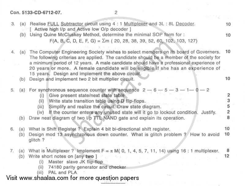 Digital Logic Design and Application 2007-2008 - B.E. - Semester 3 (SE Second Year) - University of Mumbai question paper with PDF download