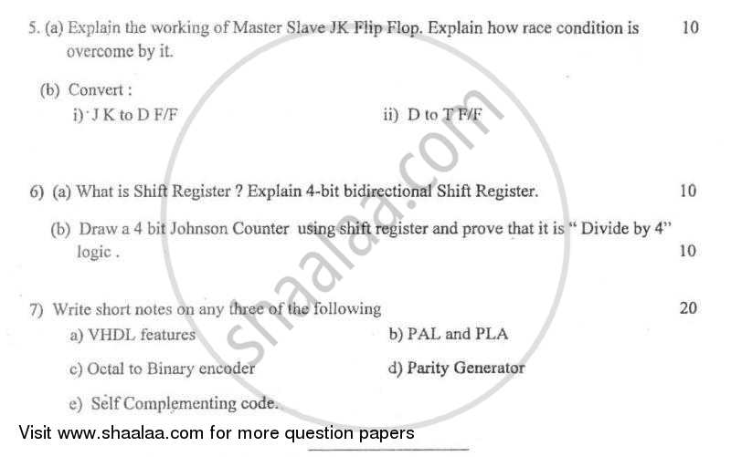 Digital Logic Design and Application 2010-2011 - B.E. - Semester 3 (SE Second Year) - University of Mumbai question paper with PDF download