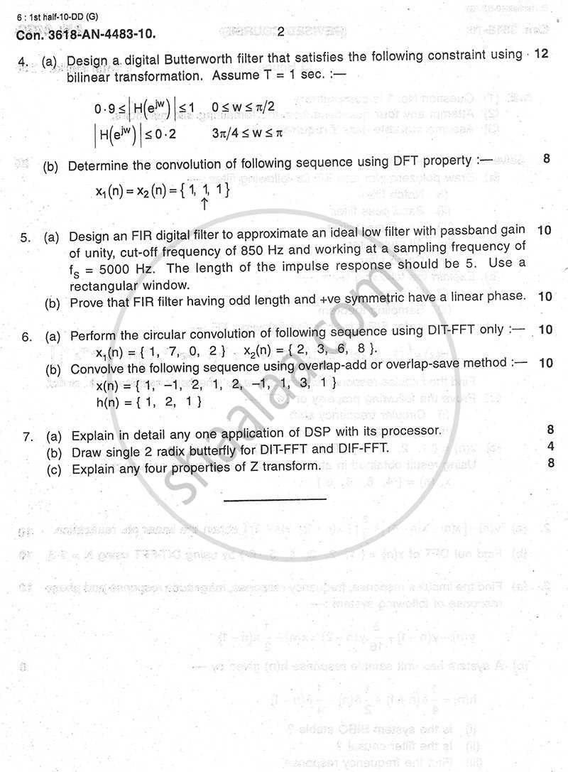 Digital Signal Processing 2009-2010 - B.E. - Semester 6 (TE Third Year) - University of Mumbai question paper with PDF download