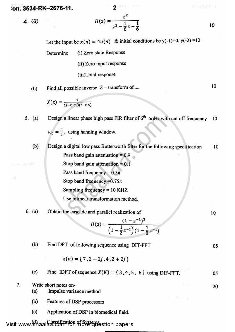 Digital Signal Processing for Biomedical Applications 2010-2011 - B.E. - Semester 6 (TE Third Year) - University of Mumbai question paper with PDF download