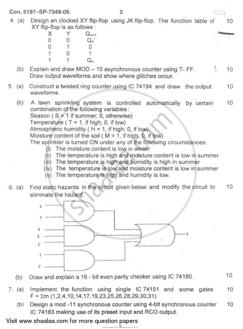 Digital System Design-1 2009-2010 - B.E. - Semester 3 (SE Second Year) - University of Mumbai question paper with PDF download