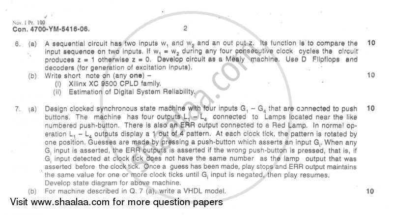 Digital System Design -2 2006-2007 - B.E. - Semester 4 (SE Second Year) - University of Mumbai question paper with PDF download