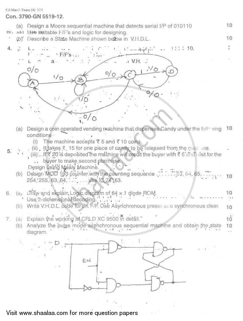 Digital System Design -2 2011-2012 - B.E. - Semester 4 (SE Second Year) - University of Mumbai question paper with PDF download