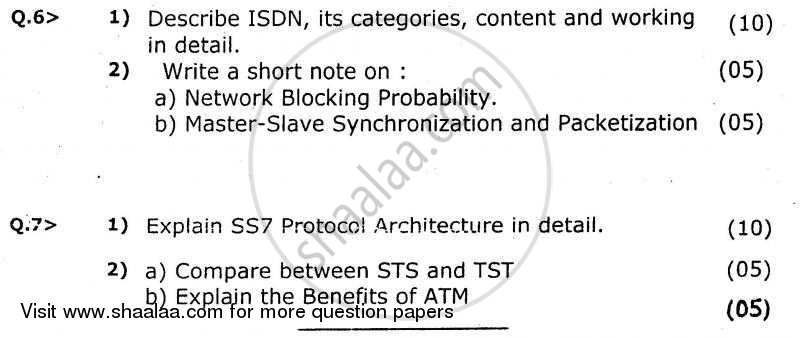 Digital Telephony 2010-2011 - B.E. - Semester 6 (TE Third Year) - University of Mumbai question paper with PDF download