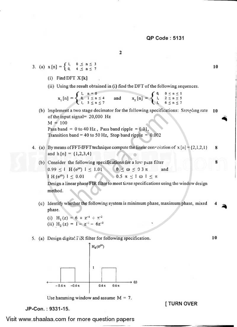Discrete Time Signal Processing 2014-2015 - B.E. - Semester 6 (TE Third Year) - University of Mumbai question paper with PDF download