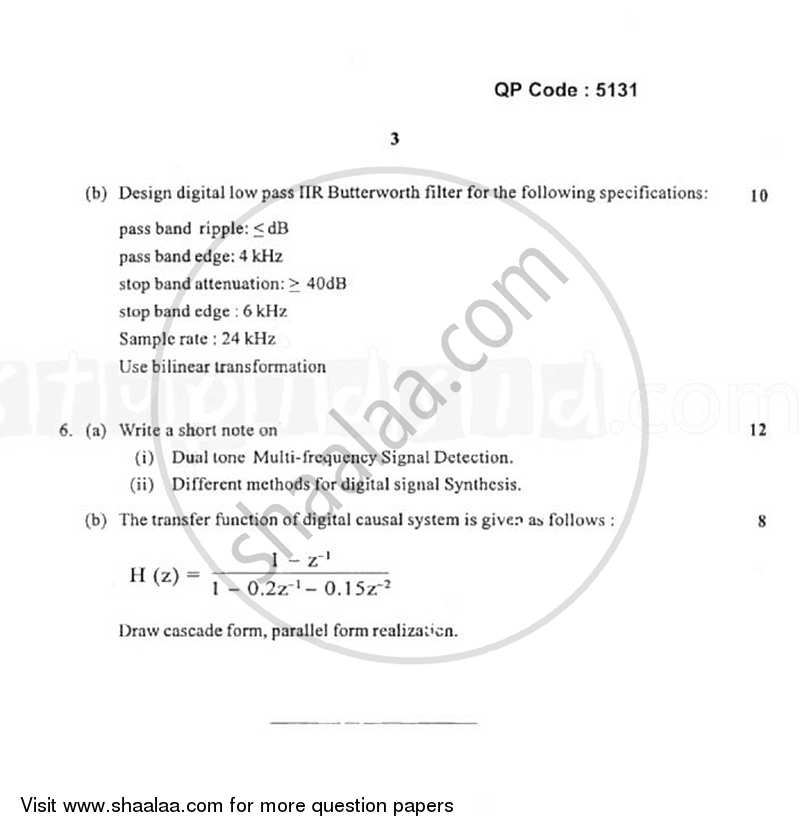 Discrete Time Signal Processing 2014-2015 - B.E. - Semester 6 (TE Third Year) - University of Mumbai question paper with PDF download