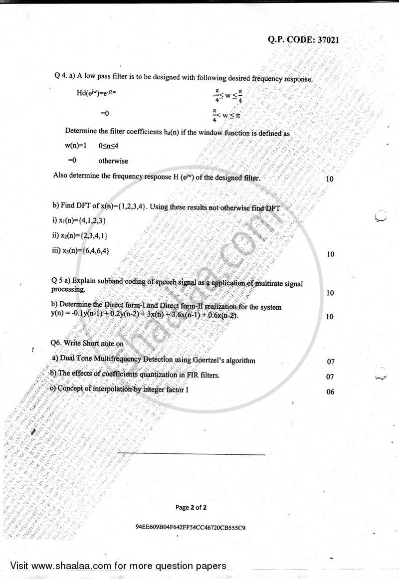 Discrete Time Signal Processing 2017-2018 - B.E. - Semester 6 (TE Third Year) - University of Mumbai question paper with PDF download
