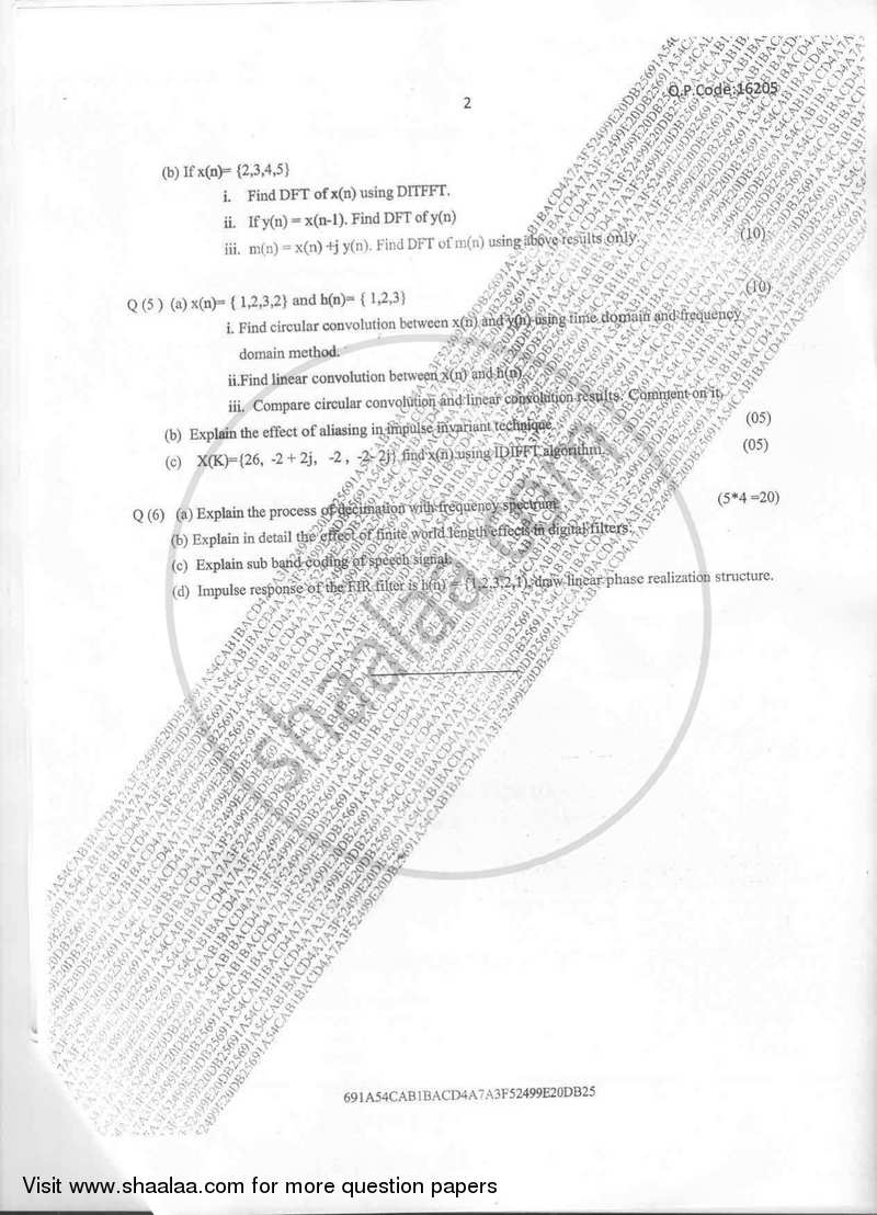 Discrete Time Signal Processing 2017-2018 - B.E. - Semester 6 (TE Third Year) - University of Mumbai question paper with PDF download